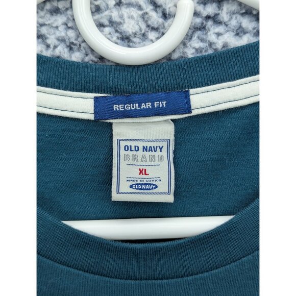 Y2K Old Navy Shirt Mens XL Mermaid Graphic Relaxed Fit Skater Grunge VTG Blue - Picture 10 of 11